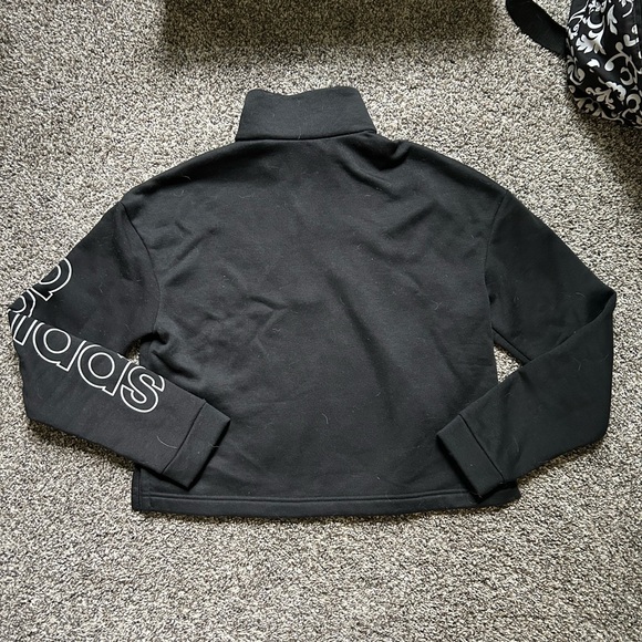 Size M Black Adidas Cropped Sweatshirt - Picture 2 of 3